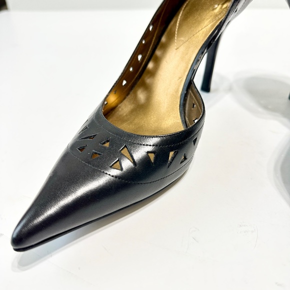 GUESS Black Leather Cutout Stiletto Heels Women’s Size 8.5 Pointed Toe - Picture 7 of 14